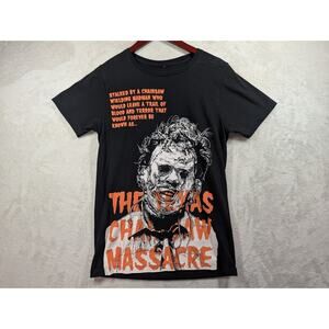 Leatherface Large Print MEDIUM Black T Shirt The Texas Chainsaw Massacre Hooper